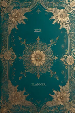 Vintage Teal Blossom Agenda